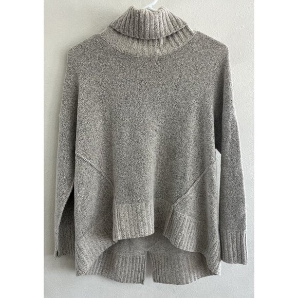 BROCHU WALKER Carrie Women’s back slit Beige Gray turtleneck sweater Alpaca S - Picture 1 of 5